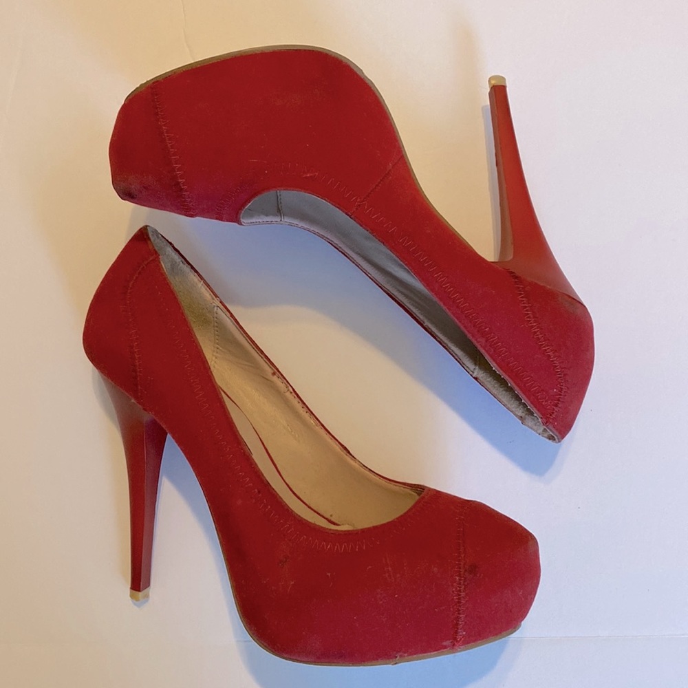 Red suede heels